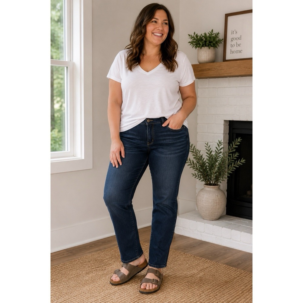 Democracy Ab Solution Jeans Size 16W Dark Wash Straight Leg Stretch Denim